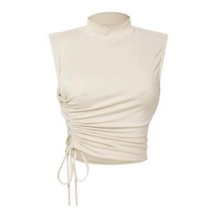 Cream Ruched Crop Top